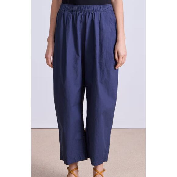 Apiece Apart Size 2X Organic Cotton Spa Pleat Navy Crop Pants Minimal Chic - Picture 1 of 10